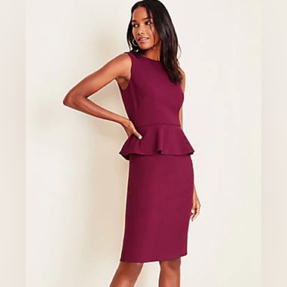 NWT Ann Taylor Doubleweave Peplum Sheath Dress